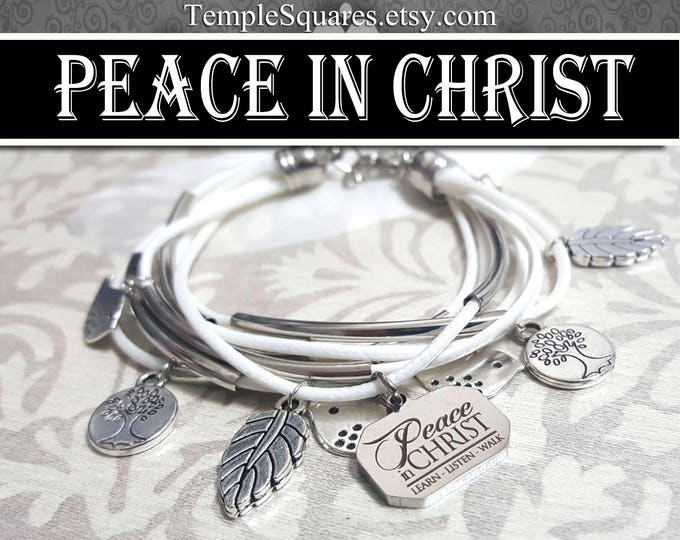 YW Peace In Christ Charm Bracelet Young Women White Jewelry Charms New Beginnings gifts, birthday gift missionary LDS jewelry Relief Society