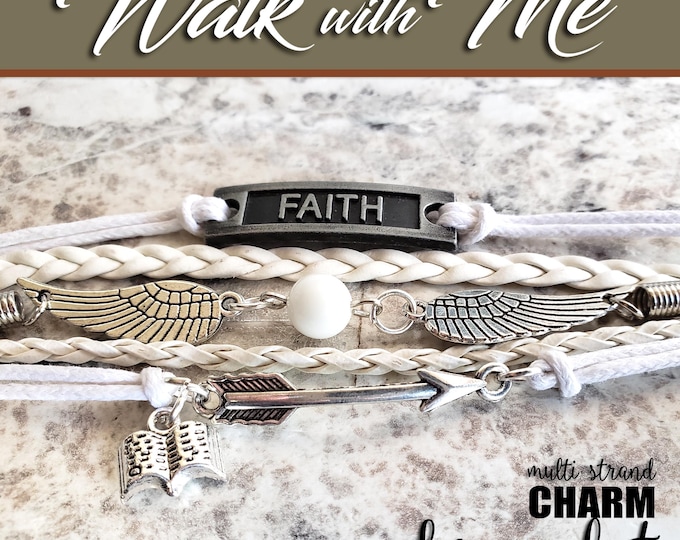 Multi Strand Charm Bracelet "Walk with Me" 2026 YW Young Women Theme Jewelry. Multi Strand. Christmas Faith