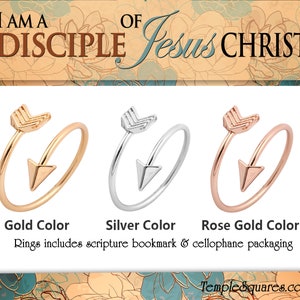 Arrow Adjustable Rings YW 2024 Youth Theme I Am A Disciple Of Christ Come Follow Me Young Women Christmas Relief Society Gift idea image 1