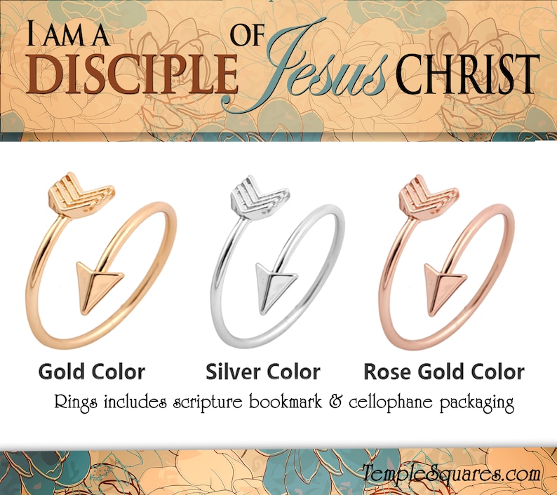 Arrow Adjustable Rings YW 2024 Youth Theme I Am A Disciple Of Christ Come Follow Me Young Women Christmas Relief Society Gift idea image 1