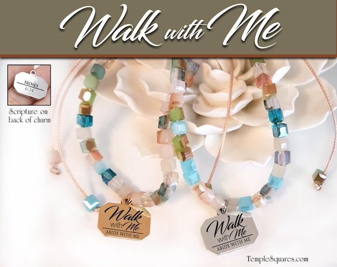 Pre-order*** Ships approx 11/30. Natural Stone or Glass Bead Bracelets "Walk with Me" 2026 theme YW Young Women YW Birthday Christmas gifts