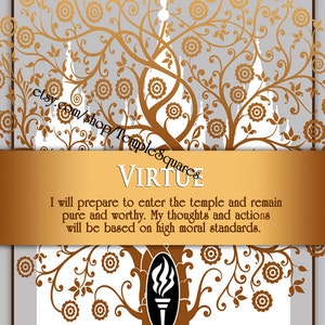 Printable - 3 sizes! LDS Young Women Personal Progress Values &quot;Virtue&quot; Art 2014 Instant Download Digital Files