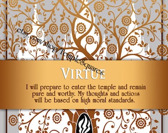 Printable - 3 sizes! LDS Young Women Personal Progress Values "Virtue" Art 2014 Instant Download Digital Files