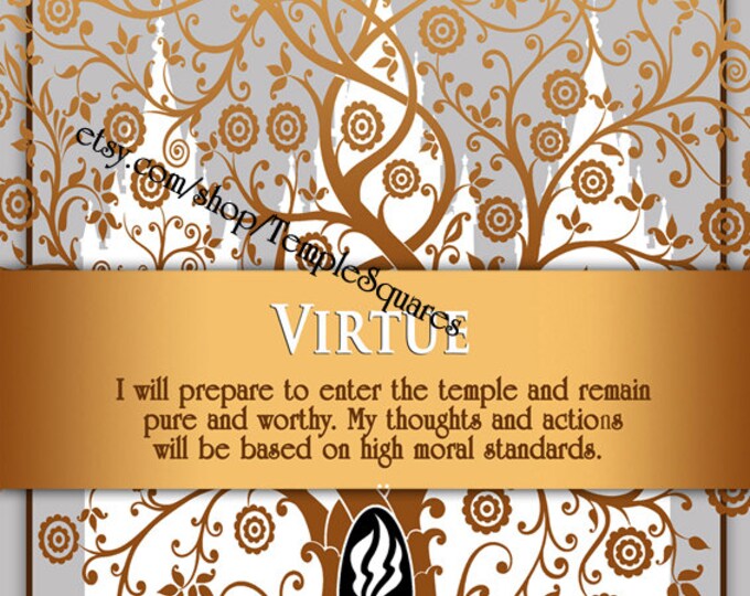 Printable - 3 sizes! LDS Young Women Personal Progress Values "Virtue" Art 2014 Instant Download Digital Files