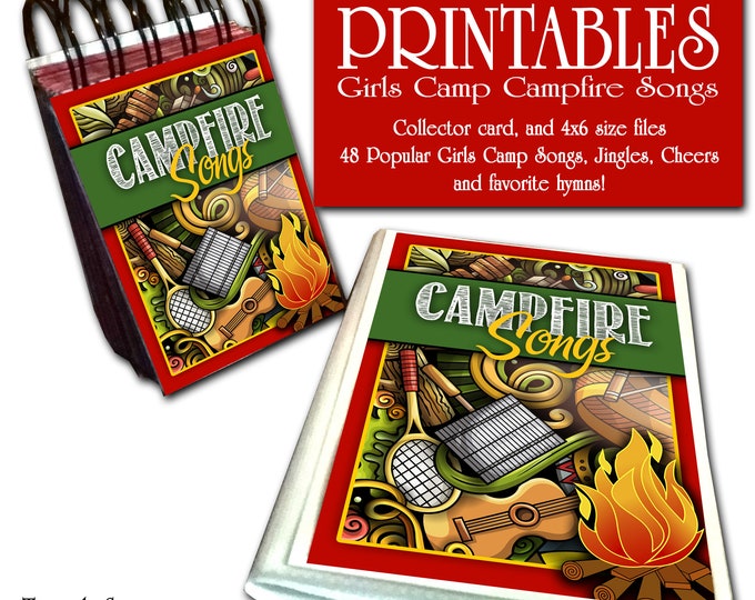 PRINTABLES Girls Campfire Songs Book. Non Denomination Version. Jingles and Songs in 2 Sizes. Girls Scout Camp and Brownies. DIY Printable