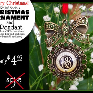 Relief Society Emblem Symbol Christmas Ornament and Pendant Gift for Presidency, Visiting Teaching, or Missionary