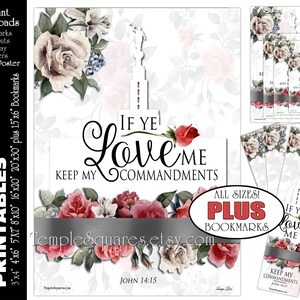 YW Young Women Theme LDS If Ye Love Me Keep My Commandments John 14:15 Printable Posters Handouts Bookmarks Instant Download Digital Collage