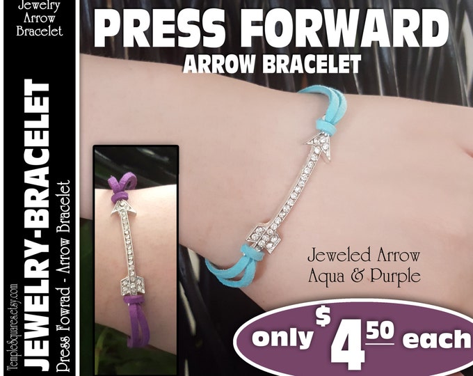 Jeweled Arrow Bracelet - Press Forward YW 2016 theme, gift for secret sister, visiting teaching, releif society, young women, LDS missionary