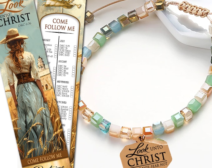 Glass Crystal Beaded Charm Bracelet 2025 Look Unto Christ YW Young Women Theme Jewelry Christmas Birthday