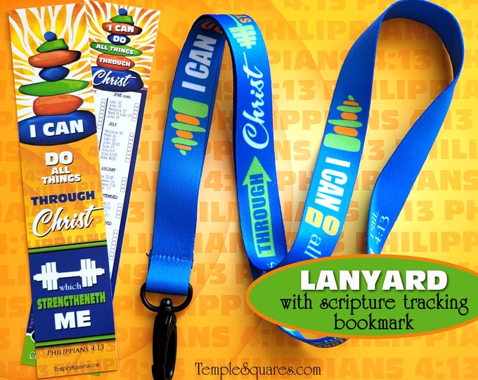 YW 2023 Youth Theme I Can Do All Things Through Christ Colorful Lanyard and Scripture Tracking Bookmark Young Women Temple Recommend Primary