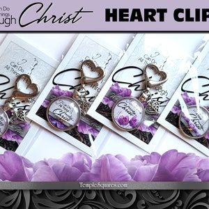 2023 I Can Do All Things Through Christ Heart Clip plus Scripture Tracking Bookmark. YW Young Women Theme Christmas Jewelry Relief Society