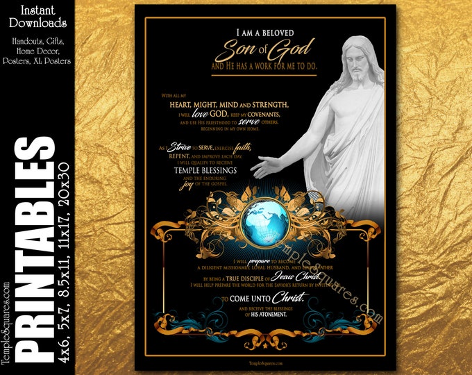 Printable Posters XXL size to handouts Young Men Theme for Church of Jesus Christ LDS I  Am A Beloved Son of God Priesthood YM Primary Youth