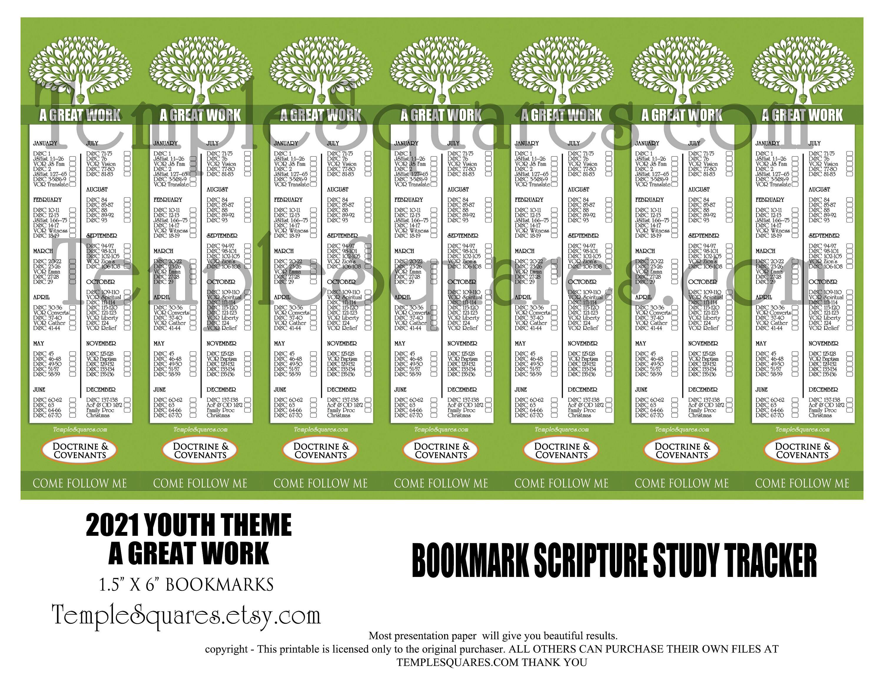 printable bookmarks 2021 youth theme a great work scripture tracker on back yw ym young women young men primary gifts relief society