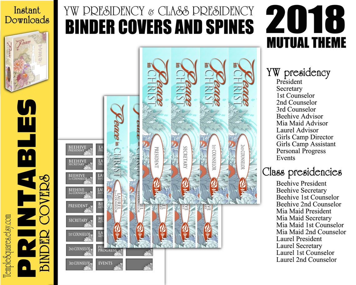 Printable YW Presidency Binder Covers and Class Presidencies - Etsy