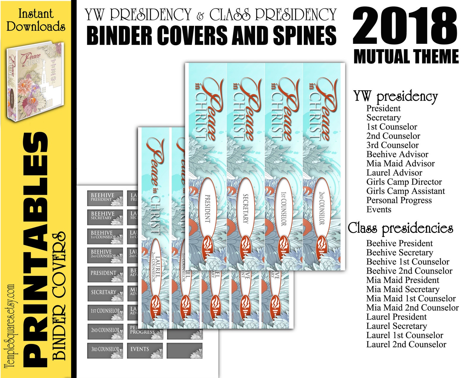 Printable YW Presidency Binder Covers and Class Presidencies - Etsy