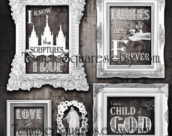 Printable LARGE poster sizes LDS 2016 primary theme I Know the Scriptures Are True Art bundle Greys vintage chalkboard subway art grunge
