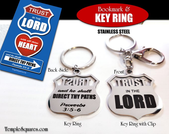 CLEARANCE - 2022 Trust in the Lord Stainless Steel Keyring or Purse Clip Young Women Jewelry gifts Come Follow Me Christmas LDS YW