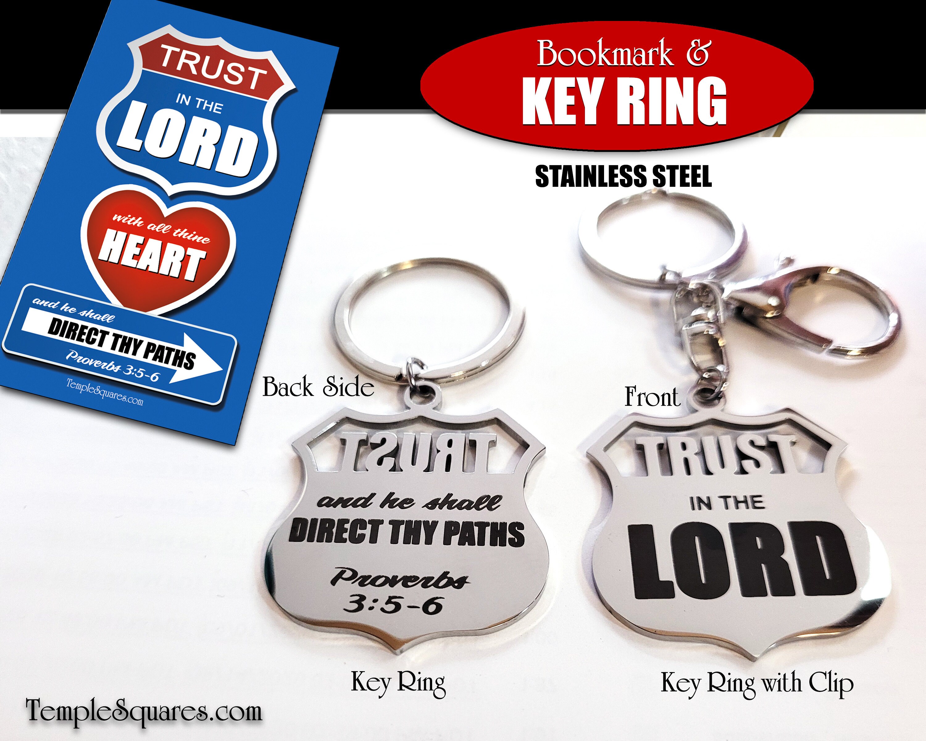 Trust in the Lord Stainless Steel Keyring or Purse Clip Young Women Jewelry  gifts birthday gift Come Follow Me Christmas LDS YW