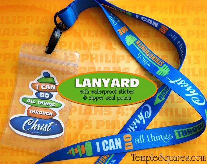 YW 2023 Youth Theme I Can Do All Things Through Christ Colorful Lanyard and Zipper Seal Pouch and Waterproof Vinyl Sticker Primary YW YM