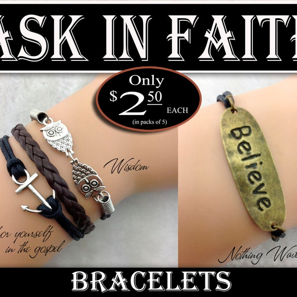 Bracelets - YW Ask of God Ask in Faith Young Women Theme Jewelry Charms DIY LDS New Beginnings, Missionary, Christmas, Birthday gifts