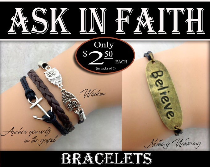 Bracelets - YW Ask of God Ask in Faith Young Women Theme Jewelry Charms DIY LDS New Beginnings, Missionary, Christmas, Birthday gifts