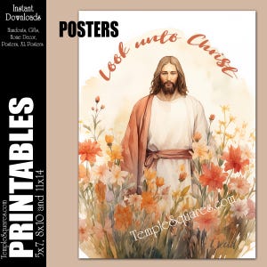 2025 Jugend Thema Look Unto Christ druckbare Poster und Handouts YW YM junge Frauen LDS Sofortiger digitaler Download Frauenhilfsvereinigung