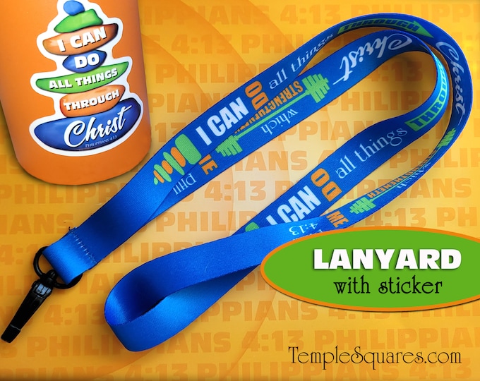 YW 2023 Youth Theme I Can Do All Things Through Christ Colorful Lanyard and Waterproof Sticker Young Women Temple Recommend Holder Primary