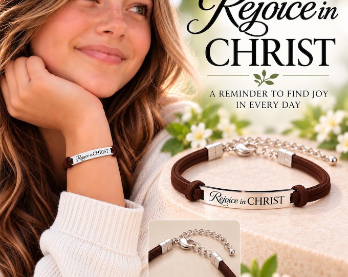 2027 Rejoice in Christ Bracelet with Stainless Steel Engraved Charm.  2027 YW Young Women Theme Jewelry Birthday Girls Camp