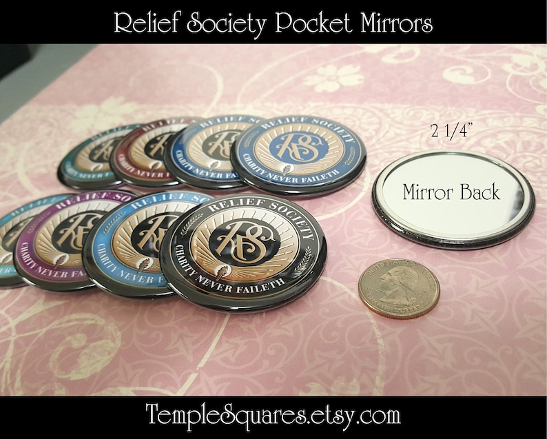 Personalized Relief Society Pocket Mirror Birthday Party 30 mirror min. YW Graduation. Also available in Spanish Español Sociedad De Socorro image 5