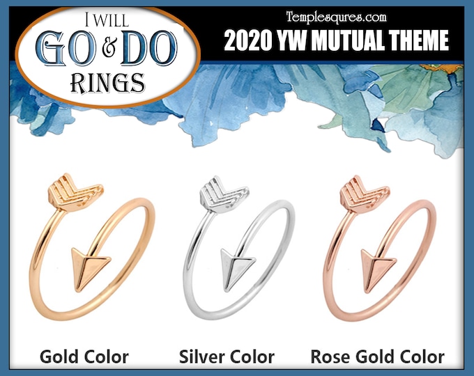 Arrow Adjustable Rings YW Youth Theme Go and Do 1 Nephi 3:7 Come Follow Me Young Women New Beginnings Missionary Relief Society Primary