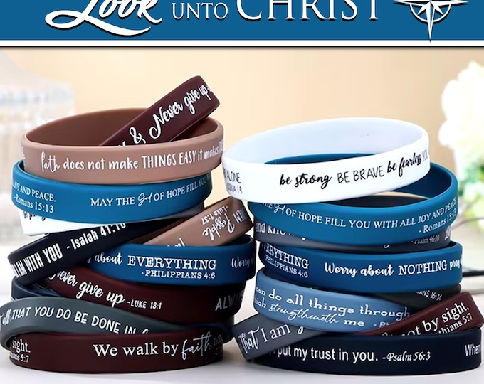 Old and New Testament Scripture Verses Silicone Wristband Bracelets Plus Optional Scripture Tracking Bookmarks for Come Follow Me 2025 theme