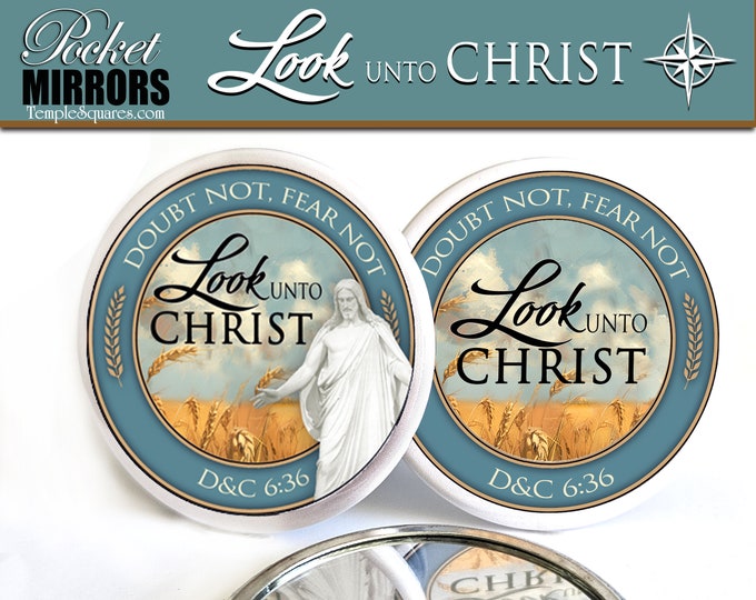 Look Unto Christ Pocket Mirror for 2025 Young Women Theme  with Optional Scripture Tracking Bookmark for Christmas Birthday Come Follow Me