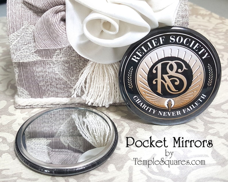 Personalized Relief Society Pocket Mirror Birthday Party 30 mirror min. YW Graduation. Also available in Spanish Español Sociedad De Socorro image 4