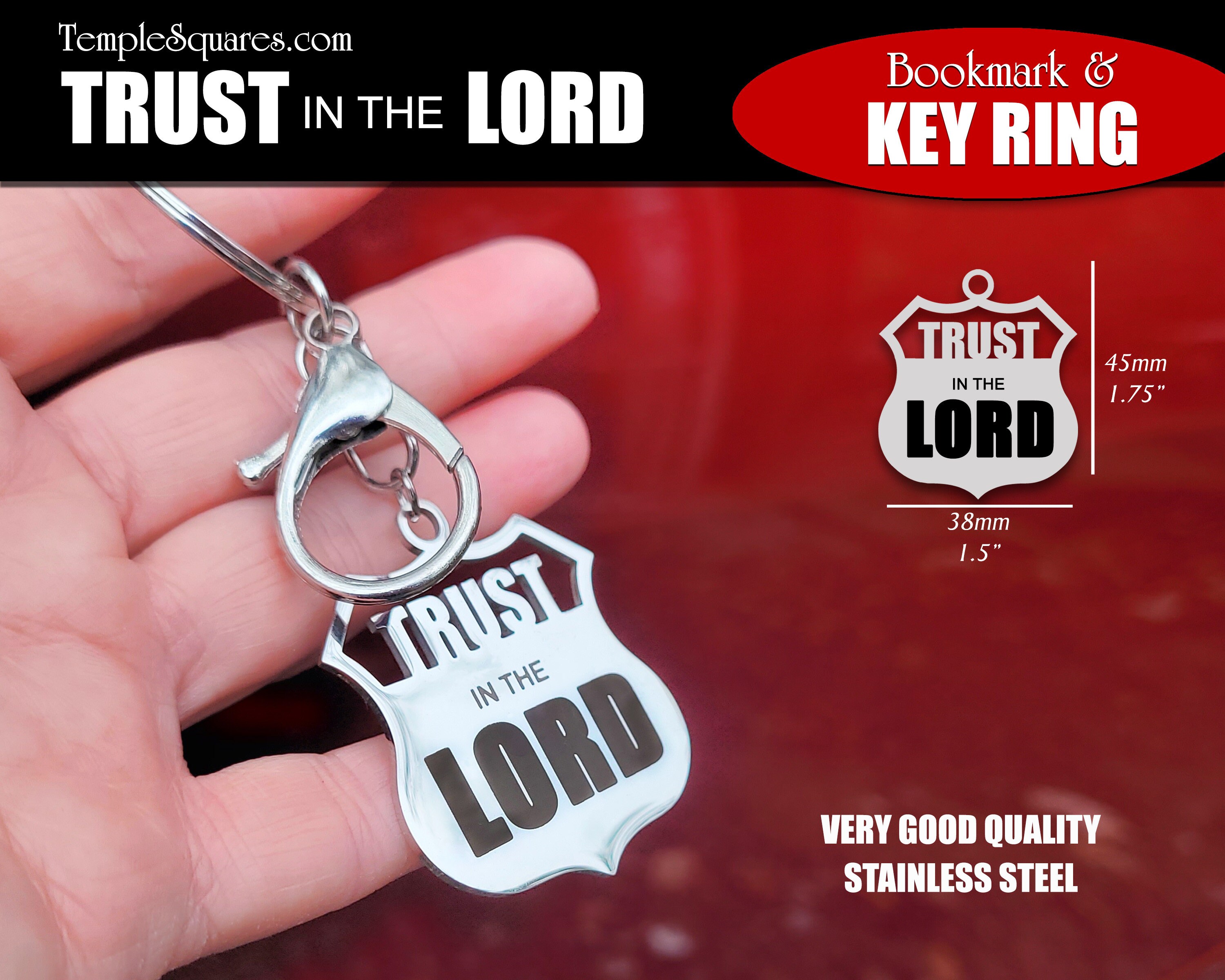 Trust in the Lord Stainless Steel Keyring or Purse Clip Young Women Jewelry  gifts birthday gift Come Follow Me Christmas LDS YW