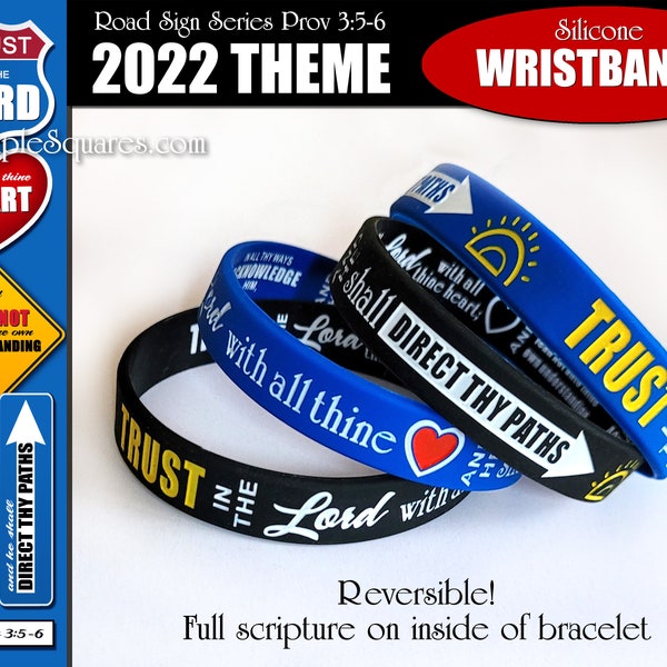 2022 YW Youth Theme "Trust in the Lord" silicone bracelet wristbands for birthday gifts goals Prov 3:5-6 New Beginnings Christmas Conference