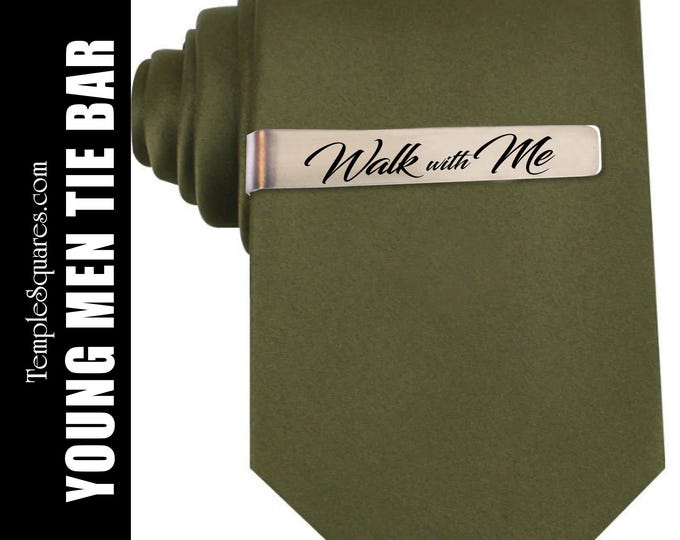 Walk with Me - Tie Bar YM Young Men 2026 Youth Theme Engraved Stainless Steel Father's Day Gifts Priesthood Preview Christmas