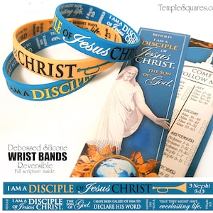 Beautiful Silicone Wristband Bracelets. I Am a Disciple of Jesus Christ YW 2024 Primary and Youth Theme with Card, Bookmark or Sticker image 2