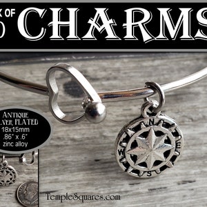 Compass Charms Pack of 10 Charms Jewelry for Charm Bracelets LDS YW Girls Camp Young Women Come Follow Me If Ye Love Me Keep My Commandments