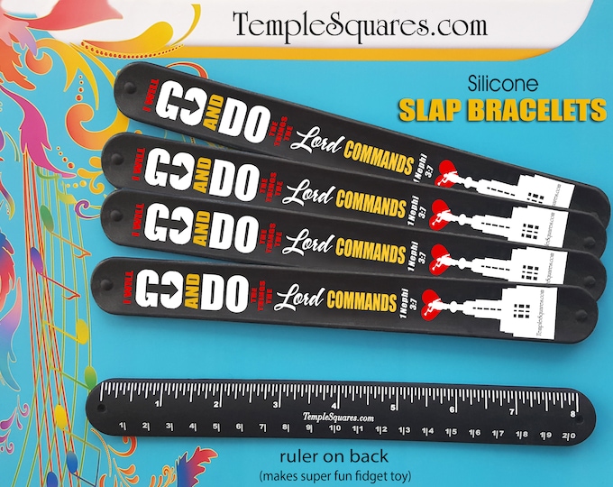 Primary  theme "I Will Go and Do" Pack of 5, silicone slap bracelet wristbands.  1 Nephi 3:7 Come Follow Me Book of Mormon LDS