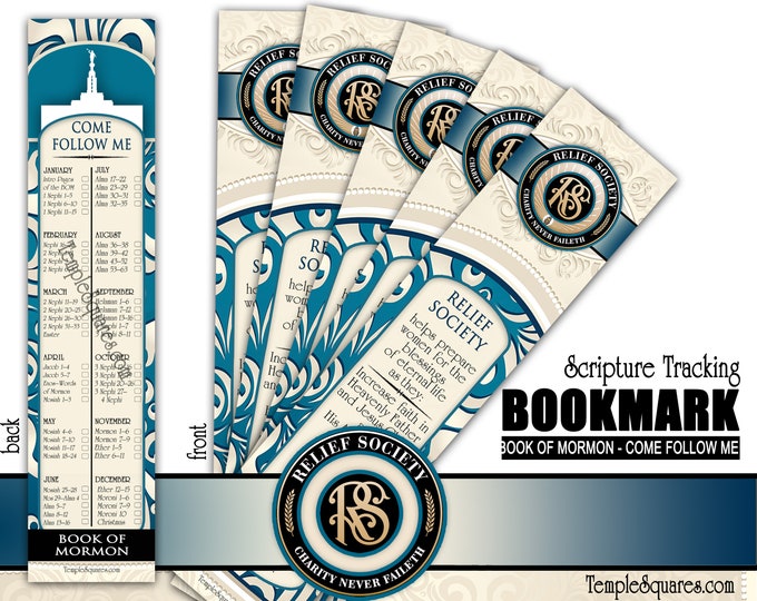 Pack of 10 Bookmarks - 2024 Relief Society - Charity Never Faileth - 2024 Come Follow Me Book of Mormon Scripture Tracking Bookmark