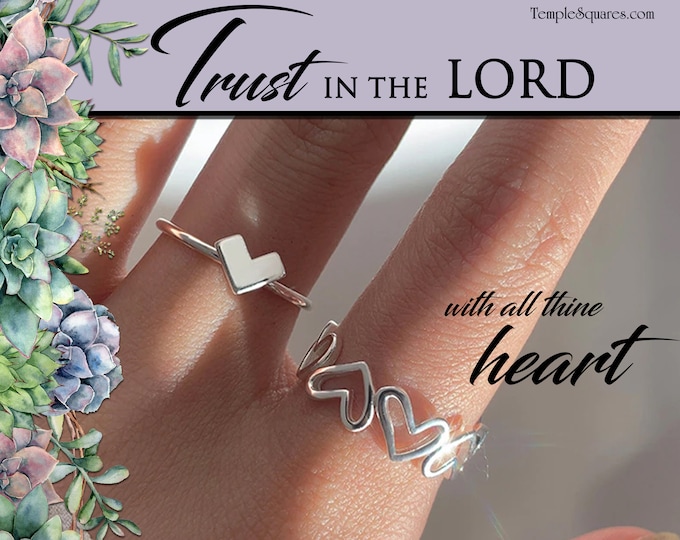 Heart Adjustable Rings YW Youth Theme Trust in the Lord Come Follow Me Young Women New Beginnings Christmas Relief Society Gift idea