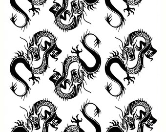 Mystic Dragons 1-1//4/" to 4-1//4/" on 5/" X 7/" Card Black Fused Glass Decals 17CC871