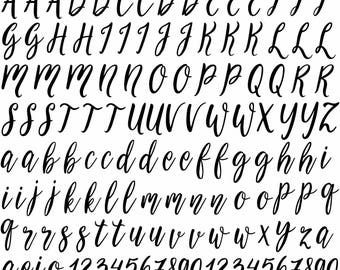 Wispy Willow Font Alphabet Black Silk Screen Enamel Fused Glass Decals 6