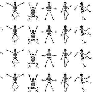 Halloween Dancing Skeletons 28 pcs 1&quot; Black Fused Glass Decals