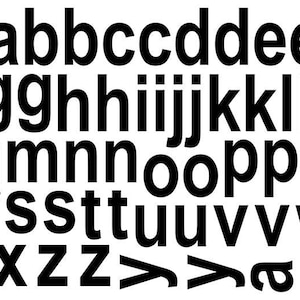 Alfabeto en bloque con letras minúsculas, 53 piezas, calcomanías de vidrio fundido negro de 1 pulgada