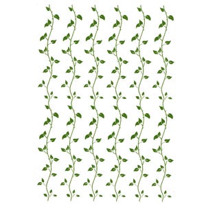 Leaf Vine 6 pcs 5 x 0.5 Inch Green Fused Glass Decals