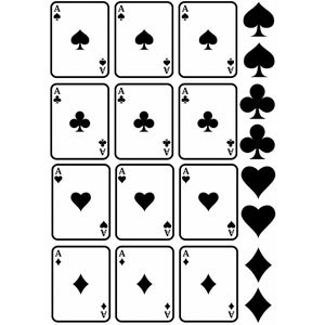 Playing Card Suits Aces 20 pcs 1 Inch Black Fused Glass Decals