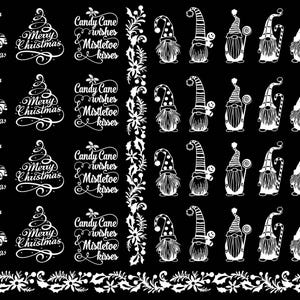 Christmas Santa Gnomes 36 pcs 1 Inch White Fused Glass Decals