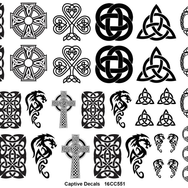 Celtic Fun 39 pcs 1/2" to 1-1/4" Black Fused Glass Decals