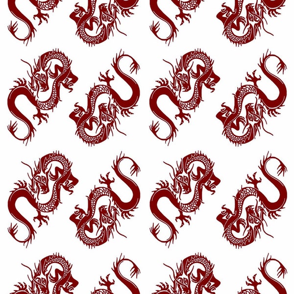 Chinese Dragon 16 pcs 1-1/4" Red Fused Glass Decals